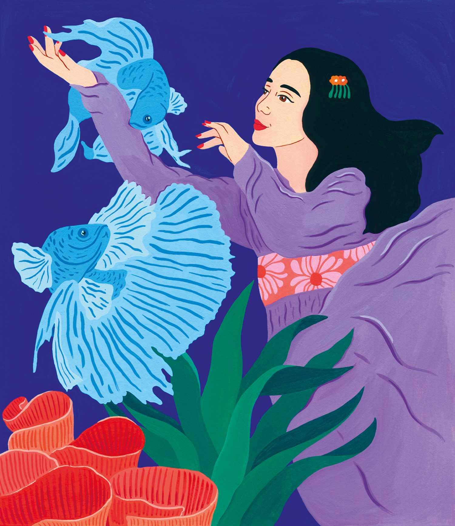 Marie Pellet - Illustration - graphic design - portfolio - Marie-Claire - Presse - Magazine - astro - poisson - Pisces