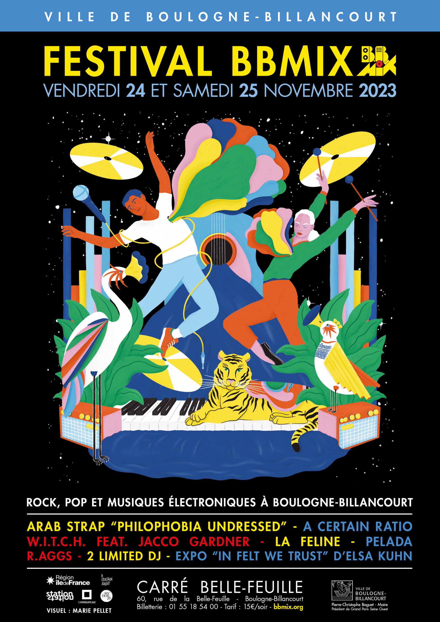 Marie Pellet - Illustration - graphic design - portfolio - Festival - 2023 - Musique - BBMIX - Boulogne-Billancourt - affiche