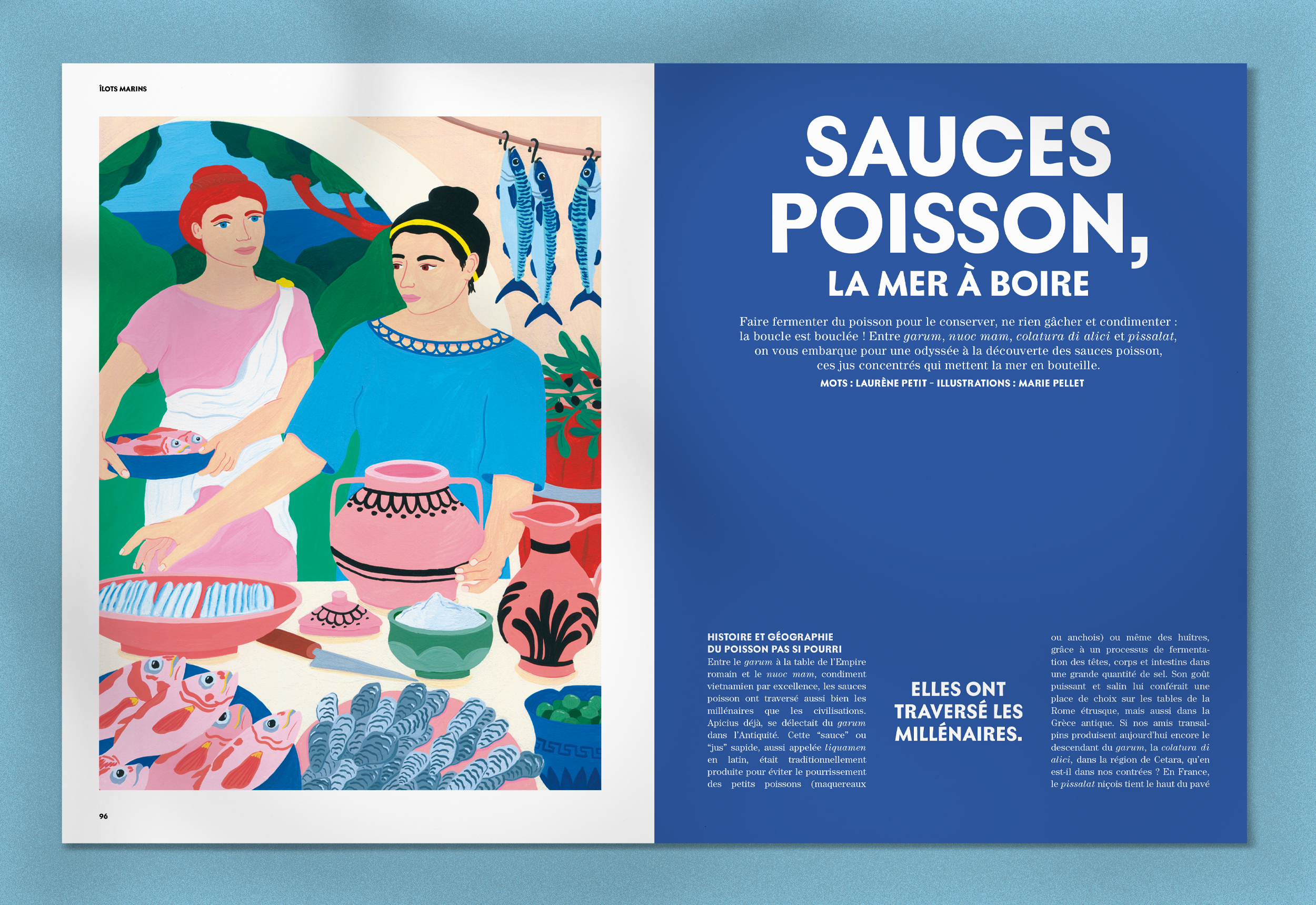 Marie Pellet - illustration - portfolio - Ilot Magazine - Presse - illustration éditoriale - cuisine - voyage - poisson