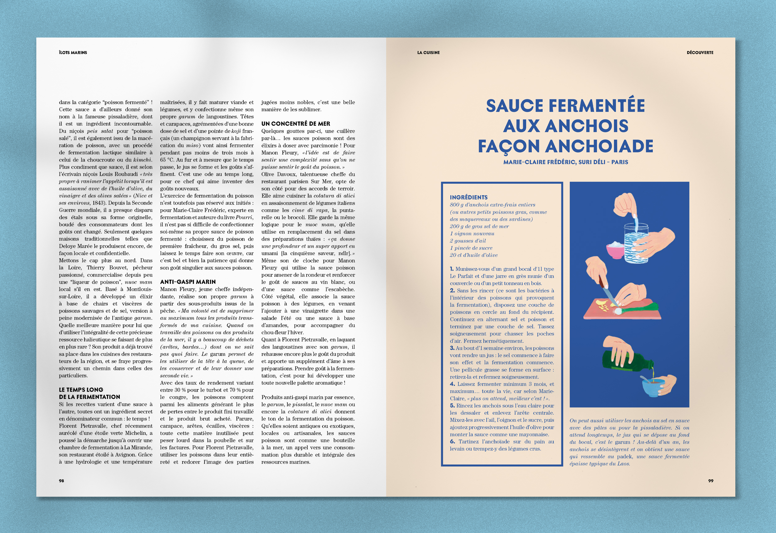 Marie Pellet - illustration - portfolio - Ilot Magazine - Presse - illustration éditoriale - cuisine - voyage - poisson