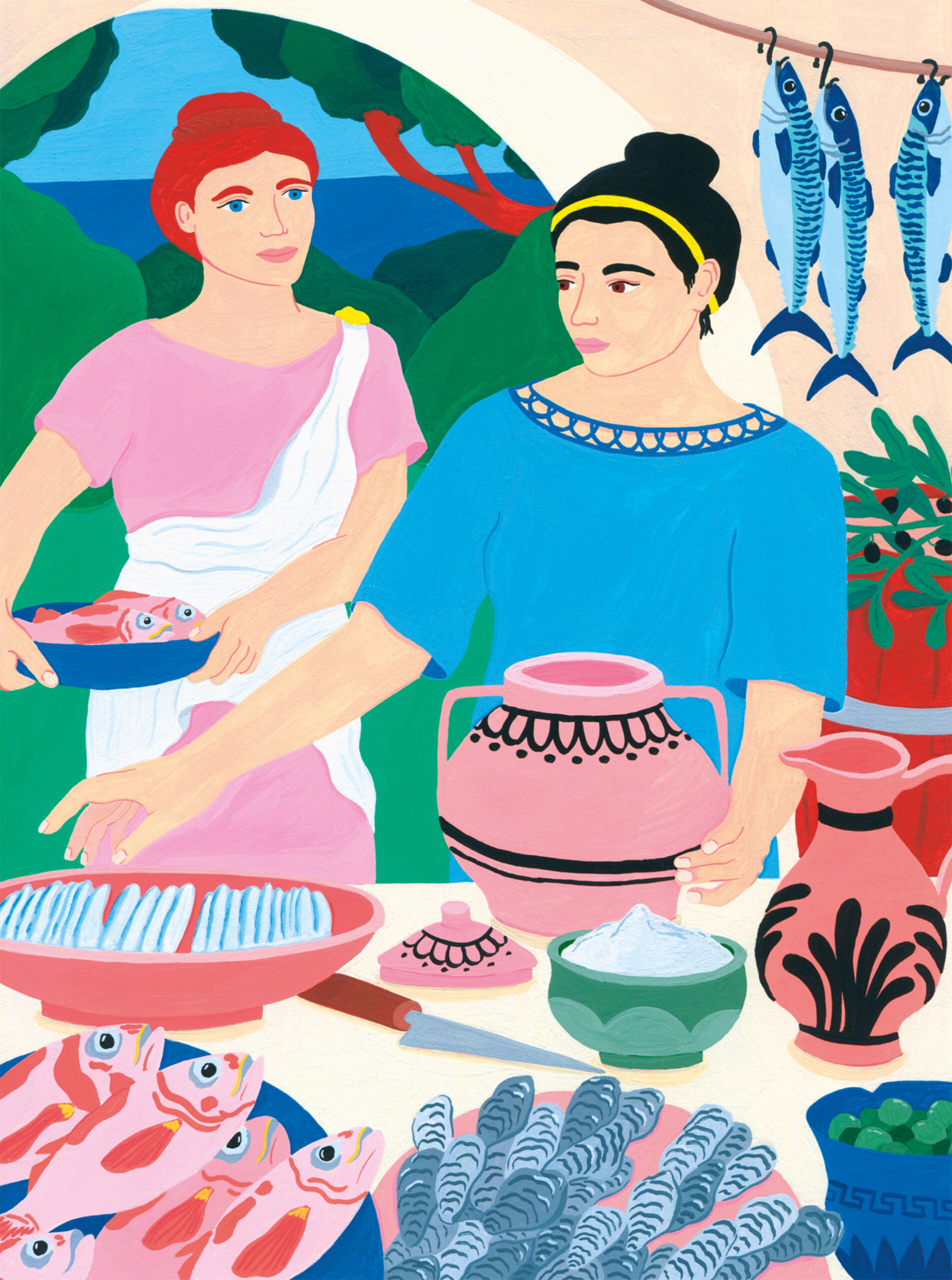 Marie Pellet - illustration - portfolio - Ilot Magazine - Presse - illustration éditoriale - cuisine - voyage - poisson